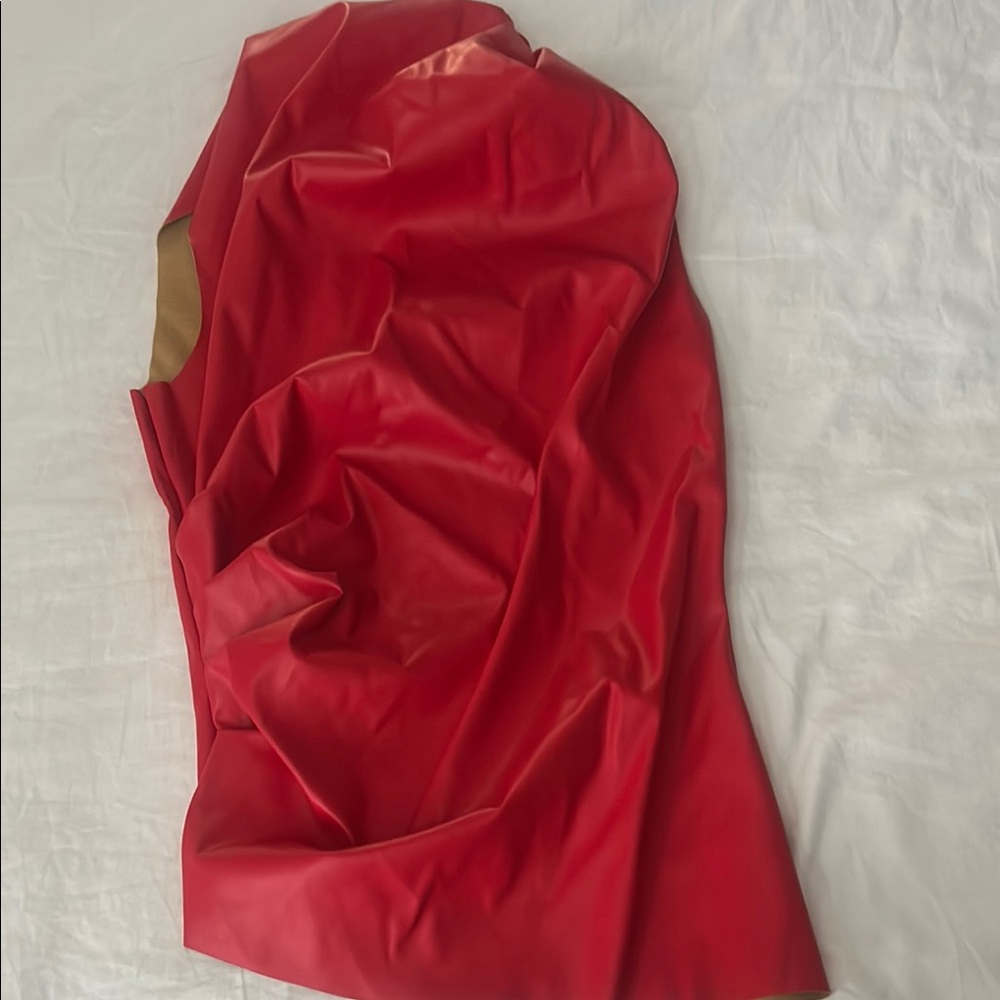 Vibrant Red Sleeveless leather top